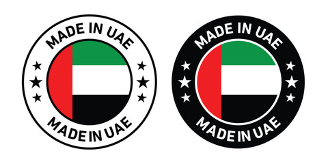 Made in uae rounded vector symbol set on white background