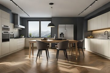 modern kitchen with modern color and built in appliances in the kitchen generated by AI
