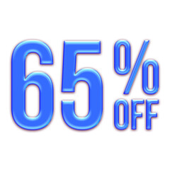 65 Percent Discount Offers Tag with Blue Glosse Style Design