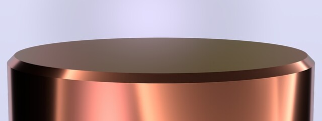 Metallic Elegant and Modern 3D Rendering image background like a copper cylindrical stage