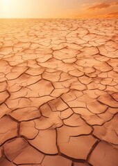Texture of different shades of brown dry cracked ground surface, climate change. Generatie Ai.