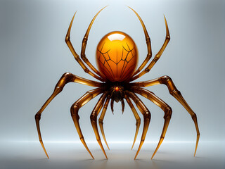 amber spider inclusion concept on a white background