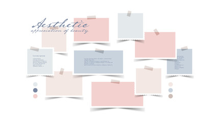 Vector photo collage template moodboard pictures grids vector illustration