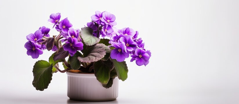 African violet potted plant with white background