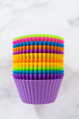 New cupcake liners on the kitchen counter