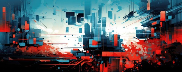 Abstract colorful technology wallpaper, banner panorama. Generative ai.