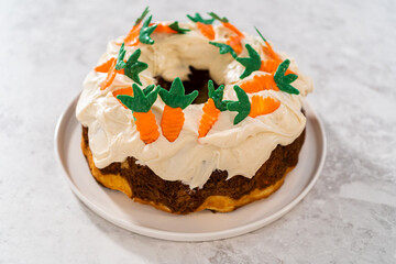 Carrot bundt cake with cream cheese frosting