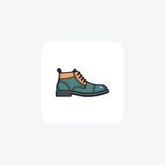 Green Cap Toe Chukka Shoes and footwear Flat Color Icon set isolated on white background flat color vector illustration Pixel perfect