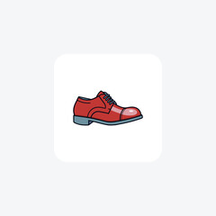 Red Cap Toe Monk Shoes and footwear Flat Color Icon set isolated on white background flat color vector illustration Pixel perfect