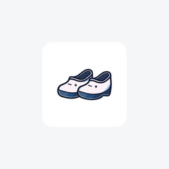 White Clogs Shoes and footwear Flat Color Icon set isolated on white background flat color vector illustration Pixel perfect