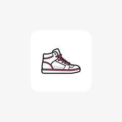 High-Top Sneakers Shoes and footwear Flat Color Icon set isolated on white background flat color vector illustration Pixel perfect