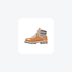 Boots for hiking Shoes and footwear Flat Color Icon set isolated on white background flat color vector illustration Pixel perfect