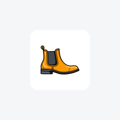 Golden Chelsea Boots Shoes and footwear Flat Color Icon set isolated on white background flat color vector illustration Pixel perfect