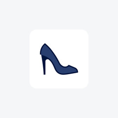 Blue High Heels Glyph Shoes and footwear Flat Color Icon set isolated on white background flat color vector illustration Pixel perfect