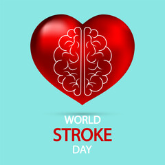 Stroke day world heart brain, vector art illustration.