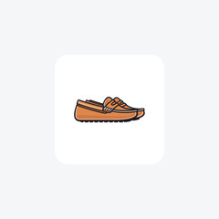 Yellow Penny Driver Moccasin Boots Shoes and footwear Flat Color Icon set isolated on white background flat color vector illustration Pixel perfect