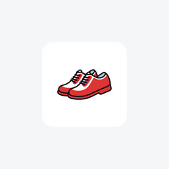 Red Saddle Shoes and footwear Flat Color Icon set isolated on white background flat color vector illustration Pixel perfect