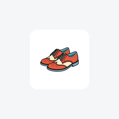 Orange Shoes and footwear Flat Color Icon set isolated on white background flat color vector illustration Pixel perfect