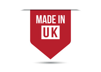 Made in UK red vector banner illustration isolated on white background - obrazy, fototapety, plakaty