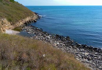 Bay in the Black Sea with a stone shore, Bulgaria