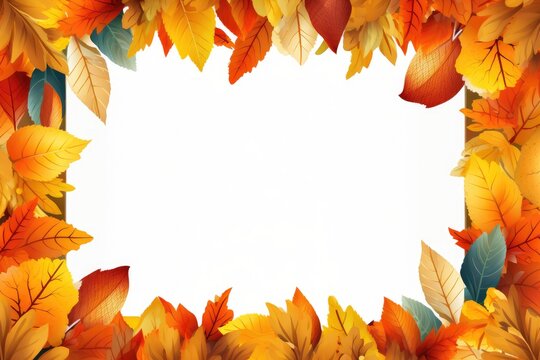 Autumn leaf composition with picture frame.