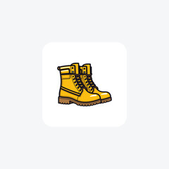 Waterproof Boots Rugged Shoes and footwear Flat Color Icon set isolated on white background flat color vector illustration Pixel perfect
