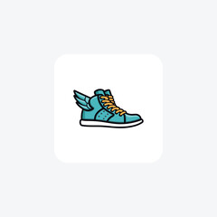 Blue Derby Sneakers Shoes and footwear Flat Color Icon set isolated on white background flat color vector illustration Pixel perfect