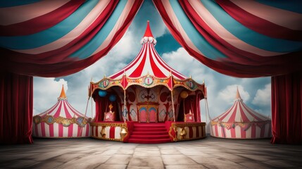 circus tent on the stage - obrazy, fototapety, plakaty