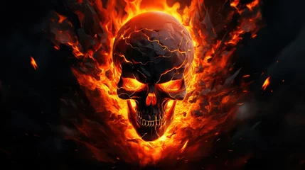 Foto op Aluminium burning skull in the fire © Zain Graphics