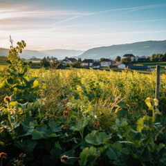 vineyard at sunset