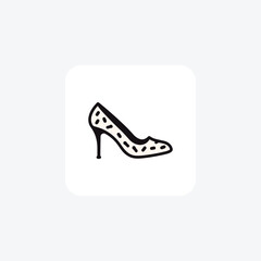 White Leopard Heels Pump Women's Shoes and footwear Flat Color Icon set isolated on white background flat color vector illustration Pixel perfect