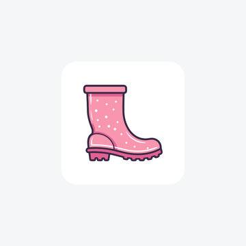 Pink Rain Boots Women's FashionableShoes and footwear Flat Color Icon set isolated on white background flat color vector illustration Pixel perfect
