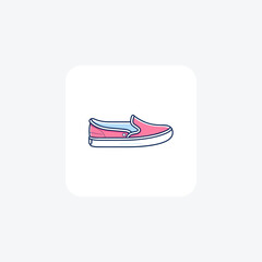 White Slip-On Flat Sneakers Women's Shoes and footwear Flat Color Icon set isolated on white background flat color vector illustration Pixel perfect