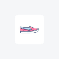White Slip-On Flat Sneakers Women's Shoes and footwear Flat Color Icon set isolated on white background flat color vector illustration Pixel perfect