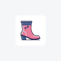 Pink Sock Boot Women'sShoes and footwear Flat Color Icon set isolated on white background flat color vector illustration Pixel perfect