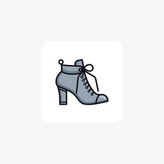 Grey Suede Bootie Women's Fashionable Shoes and footwear Flat Color Icon set isolated on white background flat color vector illustration Pixel perfect