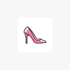 Pink T-Strap Heels Women's Fashionable Shoes and footwear Flat Color Icon set isolated on white background flat color vector illustration Pixel perfect