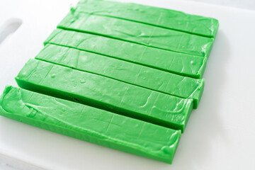 Green fudge with red hearts