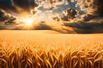 wheat field at sunset