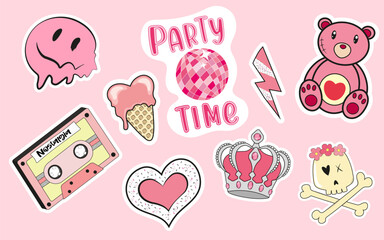 set of cute pink stickers