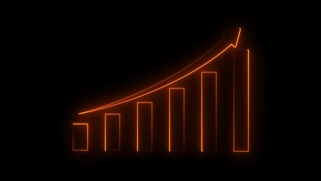 Glowing neon light Business graph growth animation .