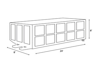 Dumpster Outline Vector. Container Line Drawing Illustration.