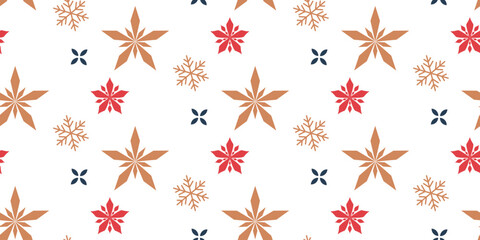 Seamless Christmas pattern. Decorative background with snowflake elements