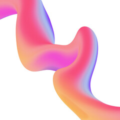 Vibrant Neon 3D Fluid Shape - Glowing and Luminous Abstract Form with Fluid Movement on Transparent PNG Background