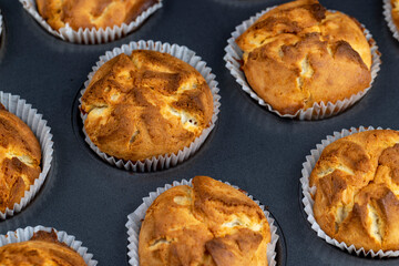 hot homemade cupcakes after cooking