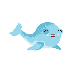 cute whale - vector illustration