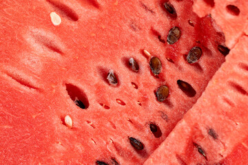 red and juicy pulp of ripe watermelon close-up