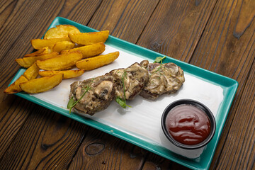 Meat steak in a restaurant. A meat dish