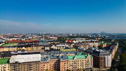 Helsinki, The capitol of Finland. Drone views from city at shore of the Gulf of Finland