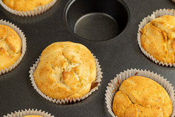 baked delicious and fresh cupcakes in cupcake molds